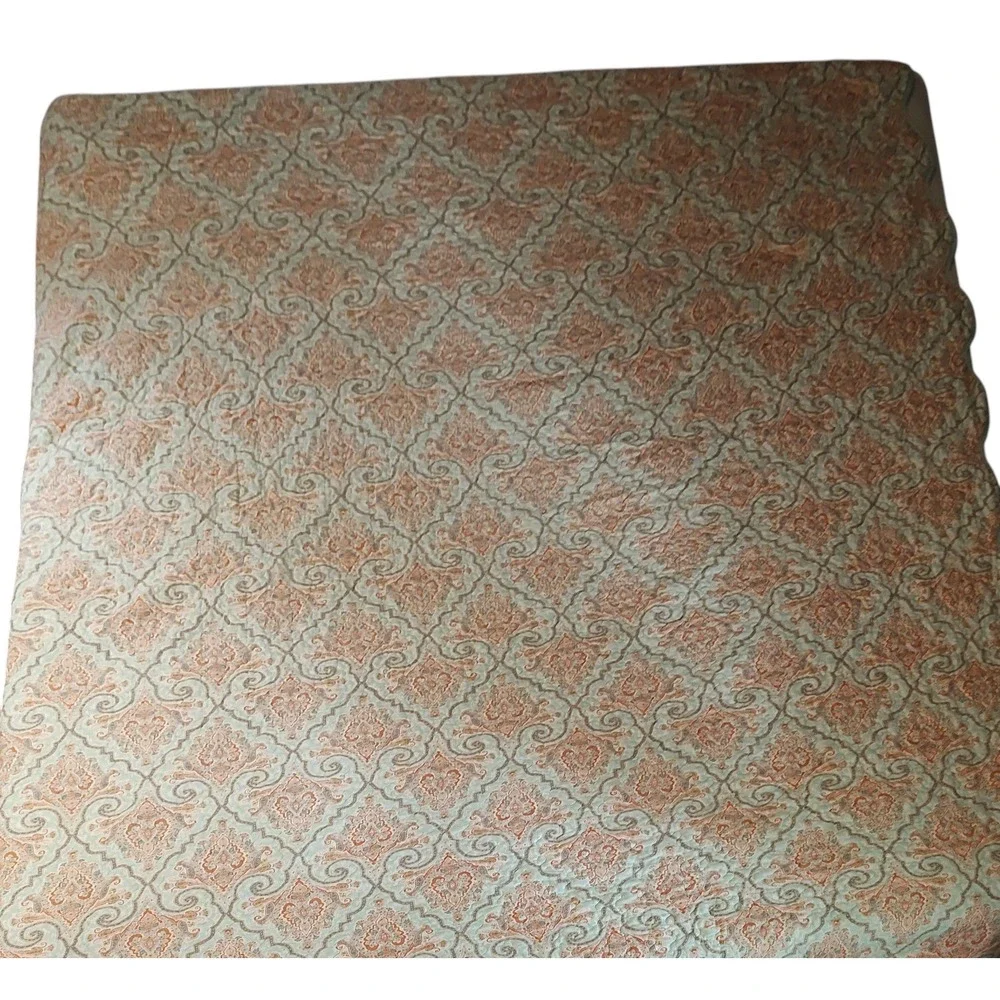 Aqua Paisley Quilted Bedspread‎ Two Pillow Shams Reversible Queen 90x88 SEE